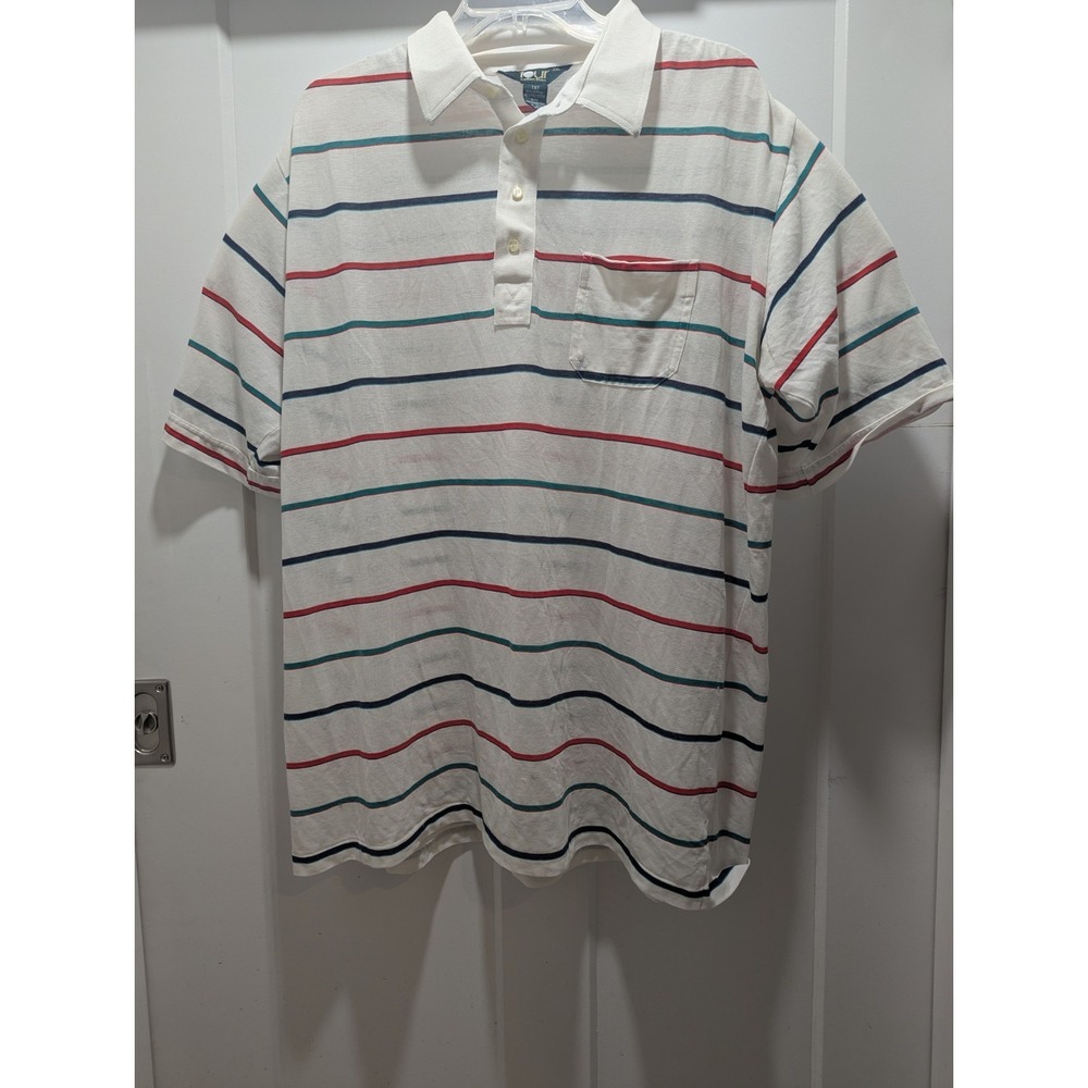 Golf Polo Shirt Tour Collection White Striped Short Sleeve  2XL Vintage‎ - Picture 10 of 13